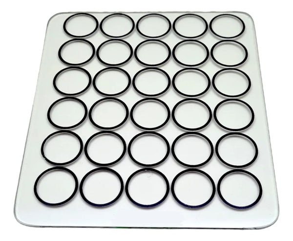 Placa De Vidrio Con 30 Anillos De Ceramica 5pzs Verde-negro