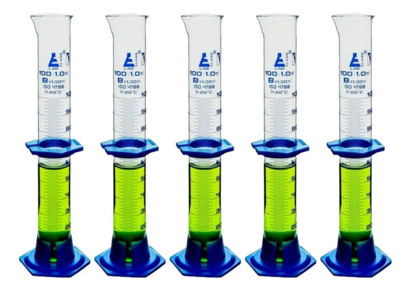 Probeta Graduada De Vidrio Base Plastico 100ml 5pzs Eisco