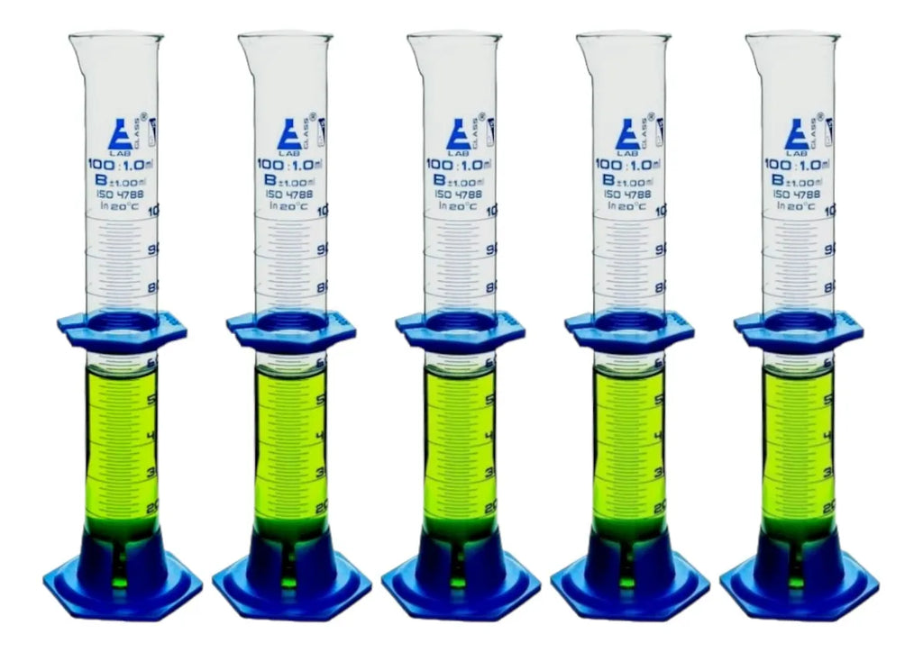 Probeta Graduada De Vidrio Base Plastico 100ml 5pzs Eisco