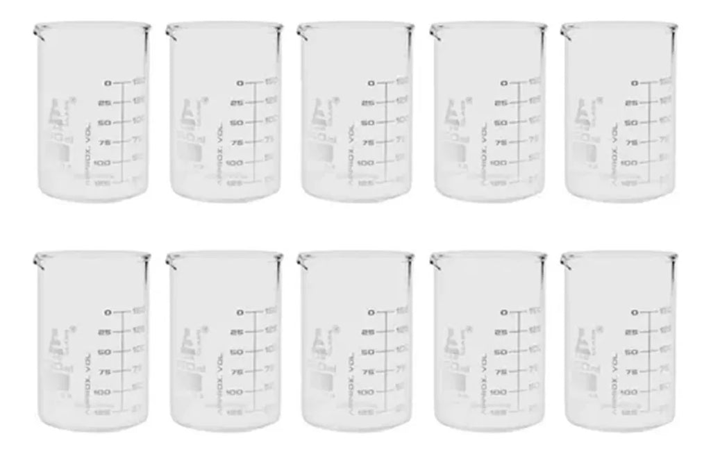 Vaso De Precipitado Graduado De Vidrio 150 Ml Pk/10 Eisco